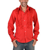 Party Blouse Rouches Zijden Rood