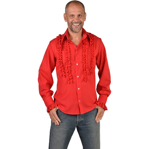 Party Blouse Rouches Zijden Rood