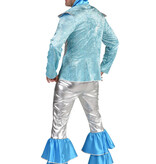Dancing King Kostuum Lichtblauw/Zilver Premium