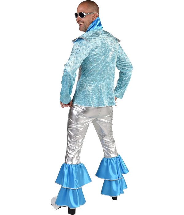 Dancing King Kostuum Lichtblauw/Zilver Premium