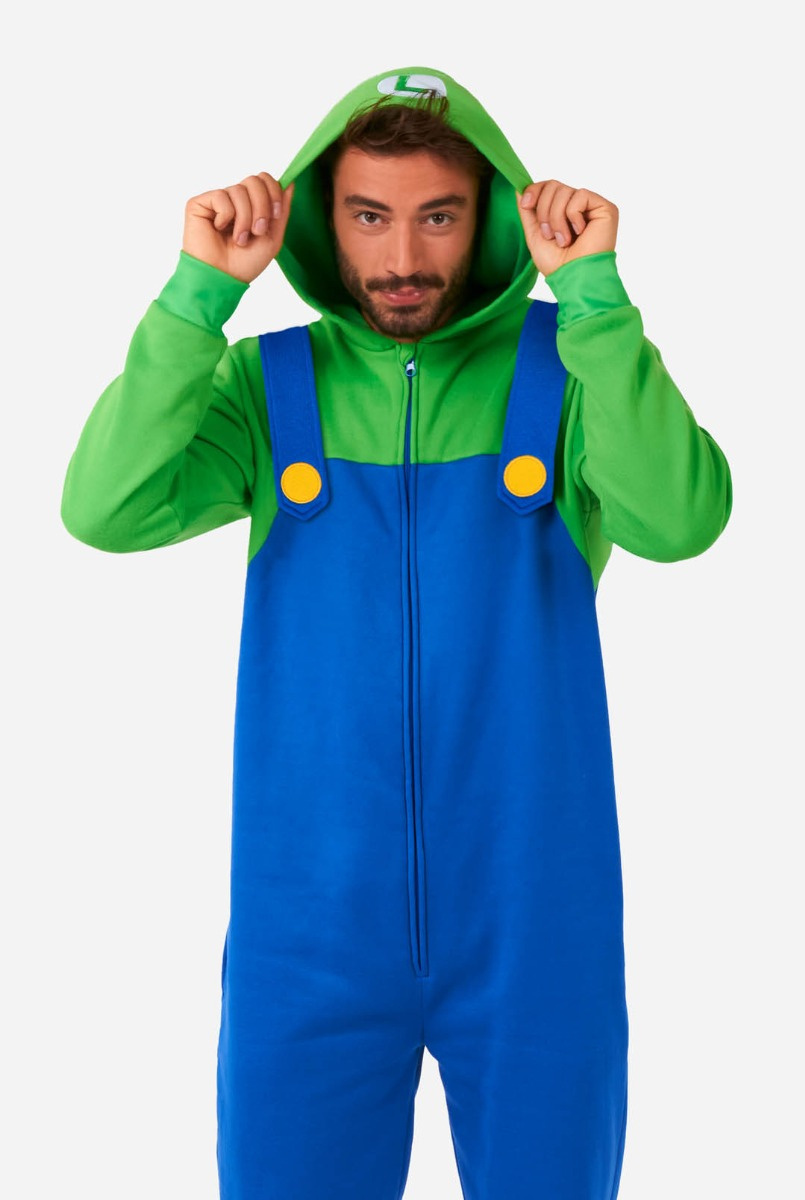 OppoSuits Luigi Onesie - Nintendo Jumpsuit - Kleding voor Luigi Outfit - Thema Huispak - Blauw - Maat: M