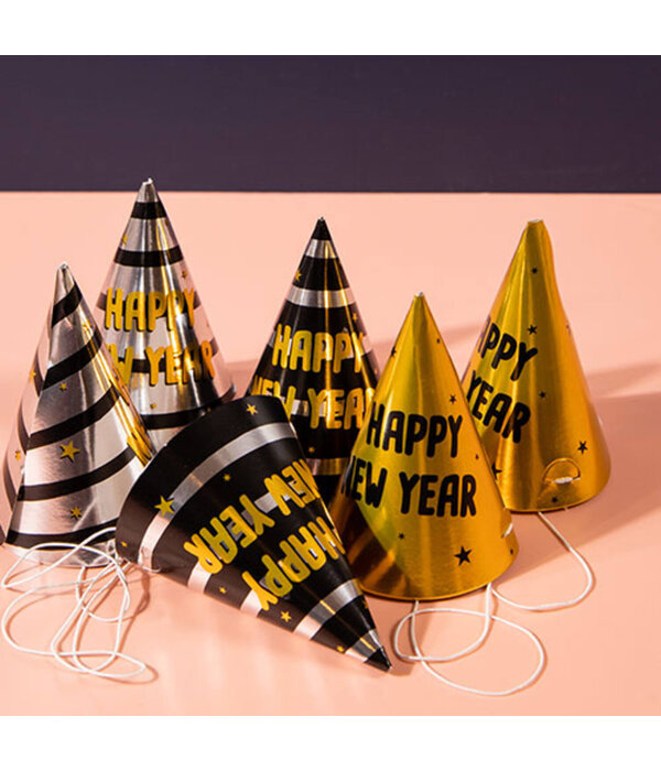 Feesthoedjes BlackGold HNY 10 cm (6st)