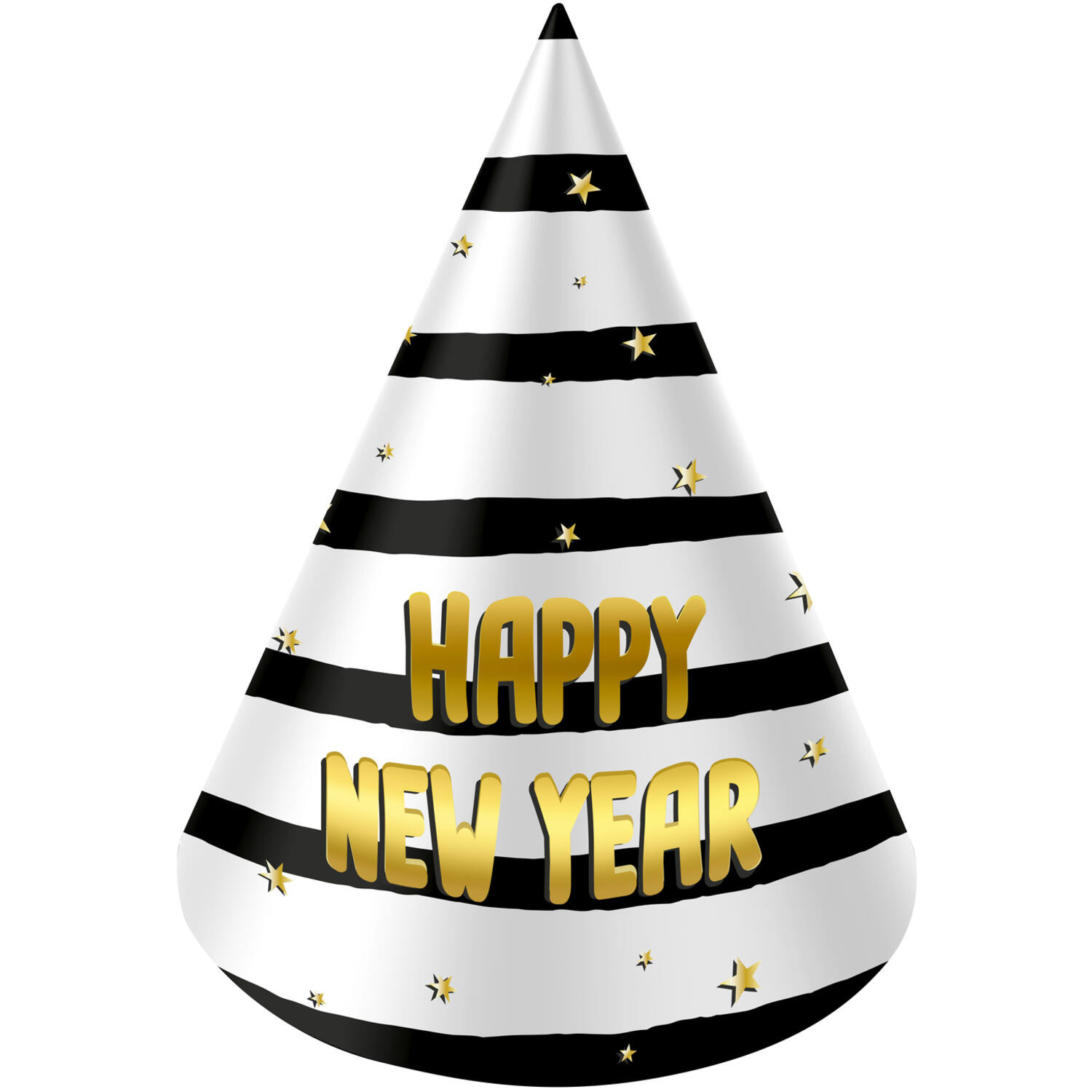 6 Chapeaux De Fête "Happy New Year" - Décorations Nouvel An, 10 Cm, Papier FSC, Multicolore