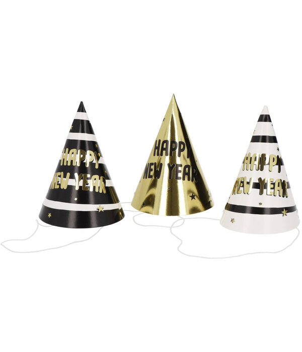 Feesthoedjes BlackGold HNY 10 cm (6st)