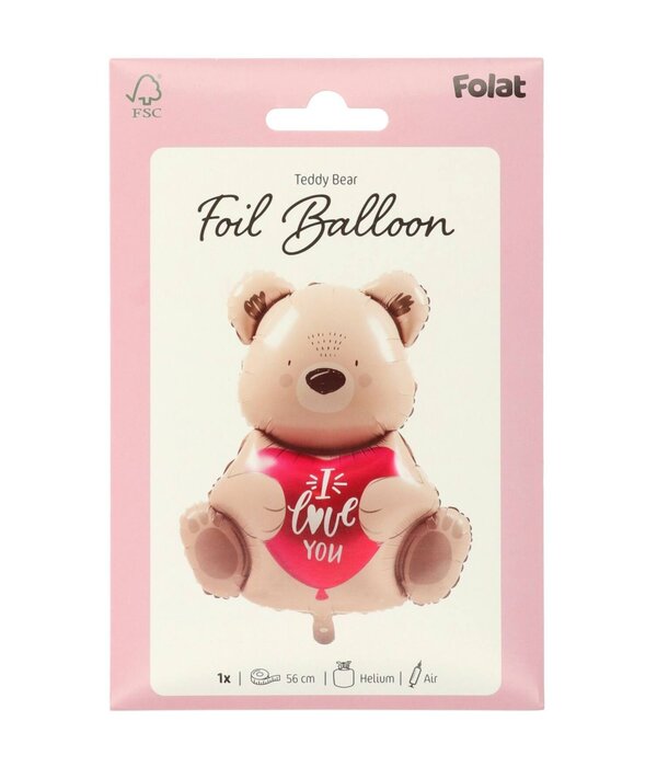 Folieballon Valentijn Ombre Love Teddy Beer "I love you (56 cm)