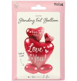 Staande Folieballon 3 hartjes Love You (77cm)