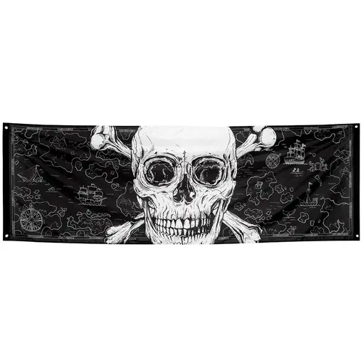 Polyester Banner Piraten Skull (74x220 cm)