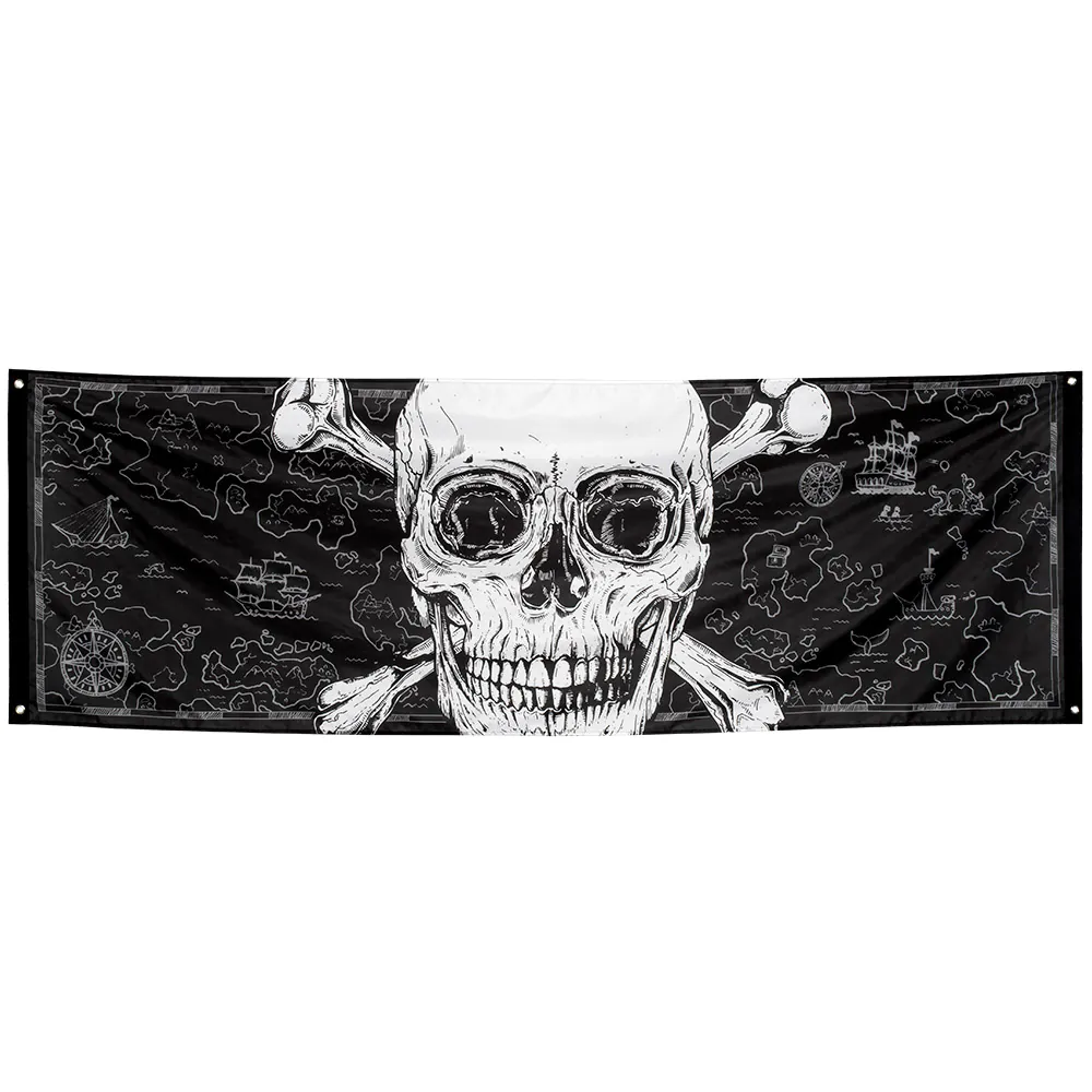 Polyester Banner Piraten Skull (74x220 cm) afbeelding