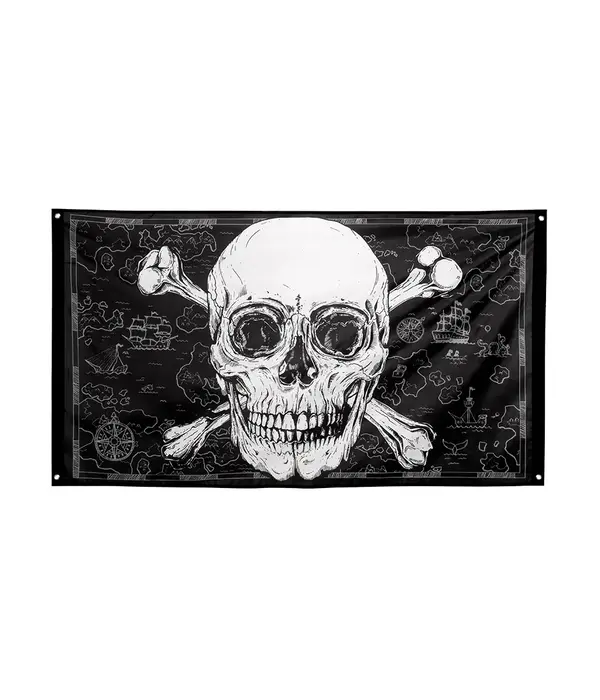 Vlag Piraten Schedel Zwart (90x150cm)
