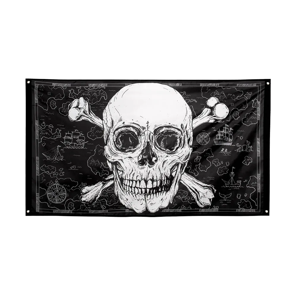 Vlag Piraten Schedel Zwart (90x150cm) afbeelding