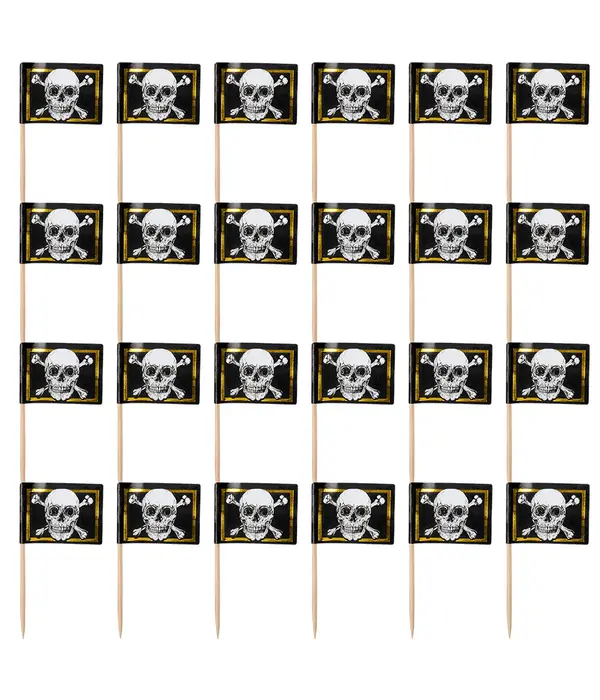 Set 24 Vlaggenprikkers Piraten (7cm)