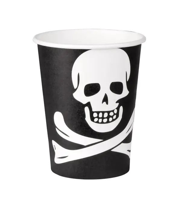 10 bekertjes Piraten Classic Zwart