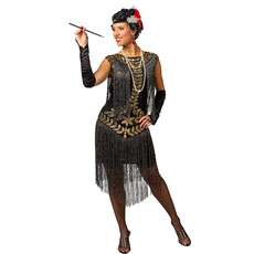 Charleston jurk Zwart met lange Franjes Isabella