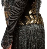 Charleston jurk Zwart met lange Franjes Isabella