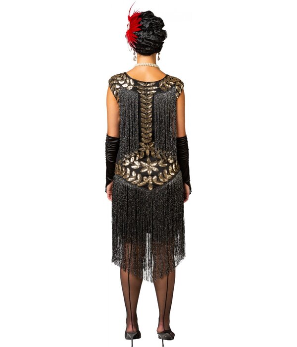 Charleston jurk Zwart met lange Franjes Isabella