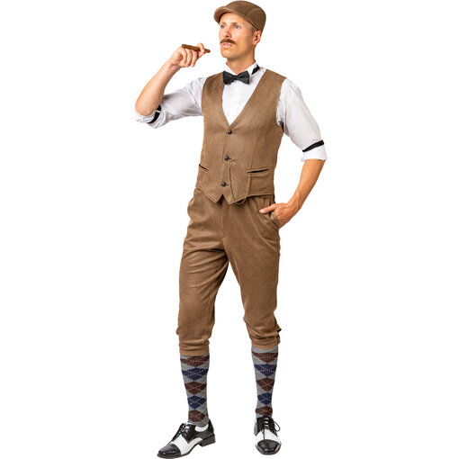 Roaring 20's Gilet Beige Geruit