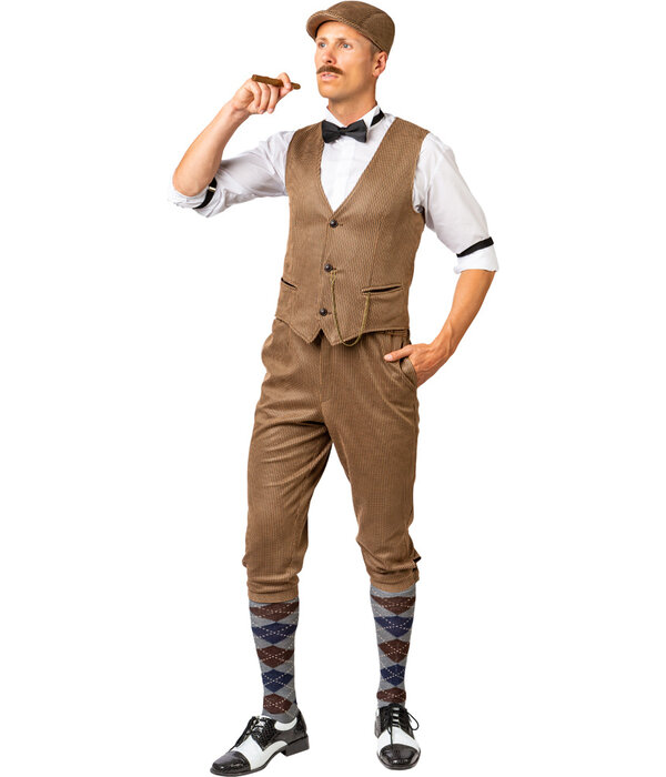 Roaring 20's Gilet Beige Geruit