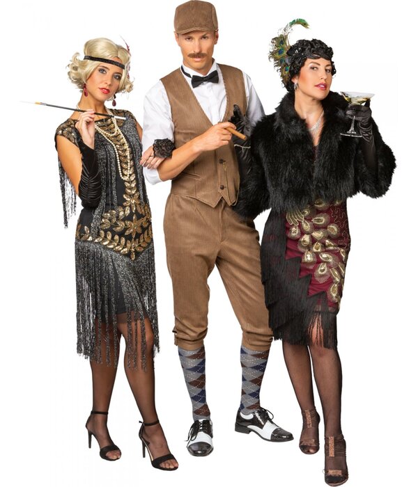 Verkleedset Roaring 20's Beige Geruit