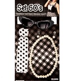 Accessoireset Rock 'n Roll Zwart/Wit 4-delig