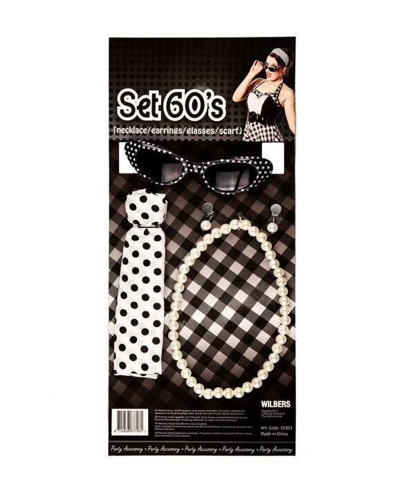 Accessoireset Rock 'n Roll Zwart/Wit 4-delig