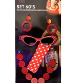 Accessoireset Rock and Roll Rood Vrouw 4-delig