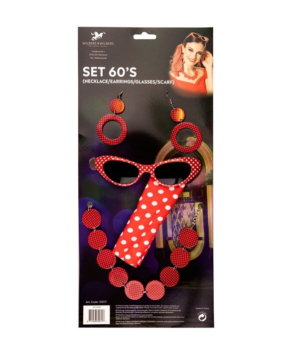 Accessoireset Rock and Roll Rood Vrouw 4-delig