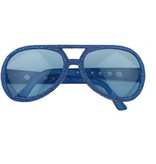 Bril disco glitter blauw