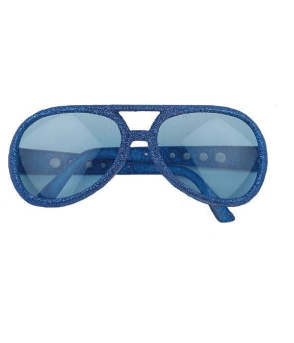 Bril disco glitter blauw