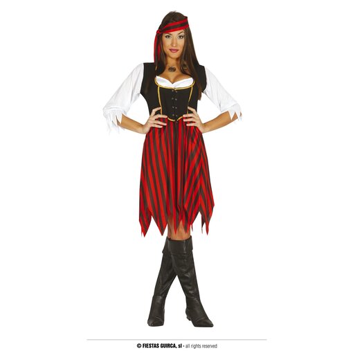 Piratenjurk Dames Zwart-Rood Malley