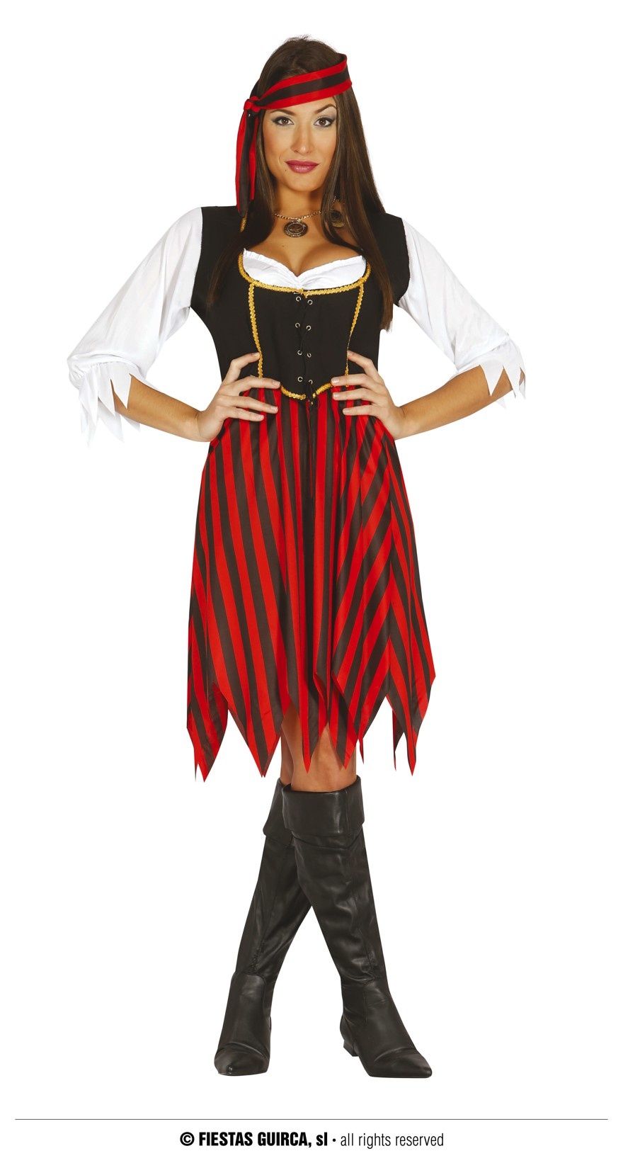 Piratenjurk Dames Zwart-Rood Malley afbeelding