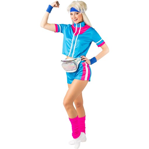 Retro Miss sportfit Outfit Kort Blauw