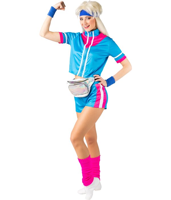 Retro Miss sportfit Outfit Kort Blauw