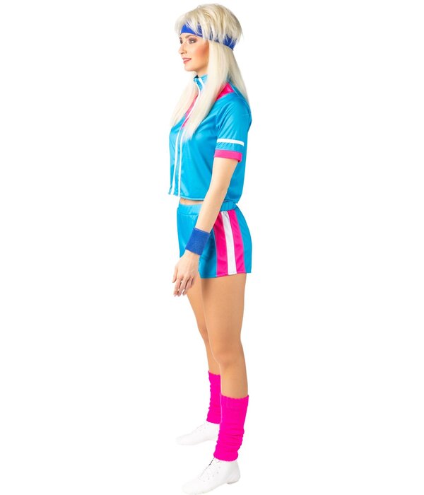 Retro Miss sportfit Outfit Kort Blauw
