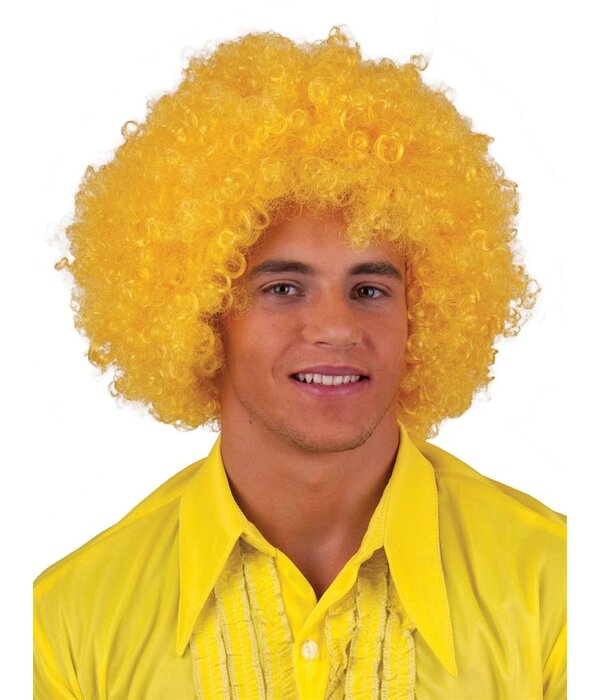 Pruik Afro geel