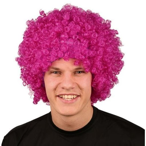 Pruik krullenbol groot paars