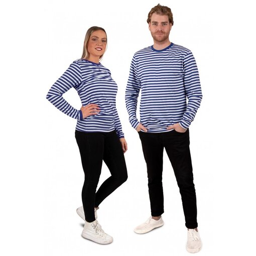 Dorus trui blauw/wit luxe lange mouw