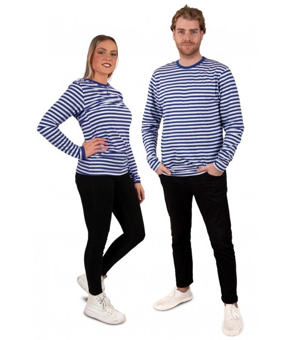 Dorus trui blauw/wit luxe lange mouw