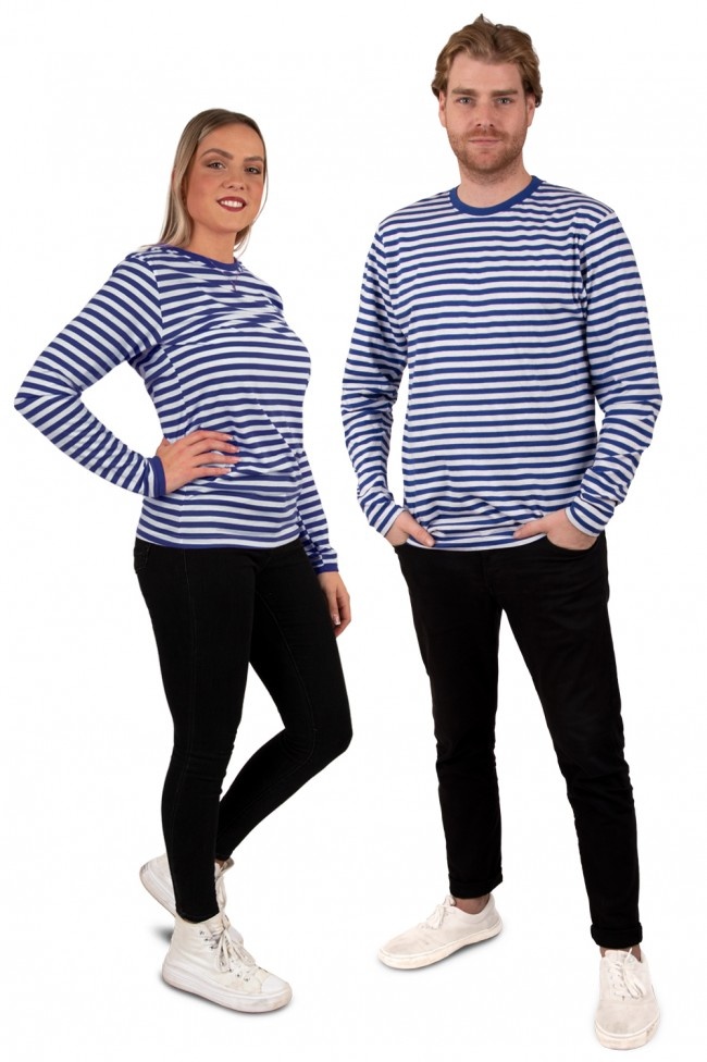 Dorus trui blauw/wit luxe lange mouw afbeelding