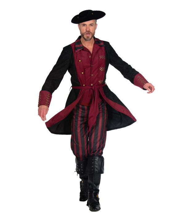 Piraat Kostuum Heren Burgundy Premium