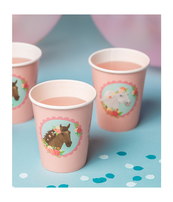 Feestbekers Paard Roze Dreams (8st)