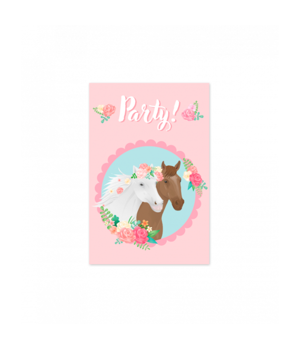 Party Uitnodigingskaarten Paarden Dreams Roze (6st)