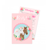 Party Uitnodigingskaarten Paarden Dreams Roze (6st)