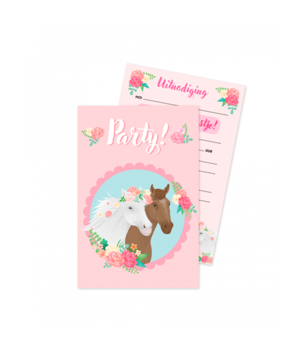 Party Uitnodigingskaarten Paarden Dreams Roze (6st)
