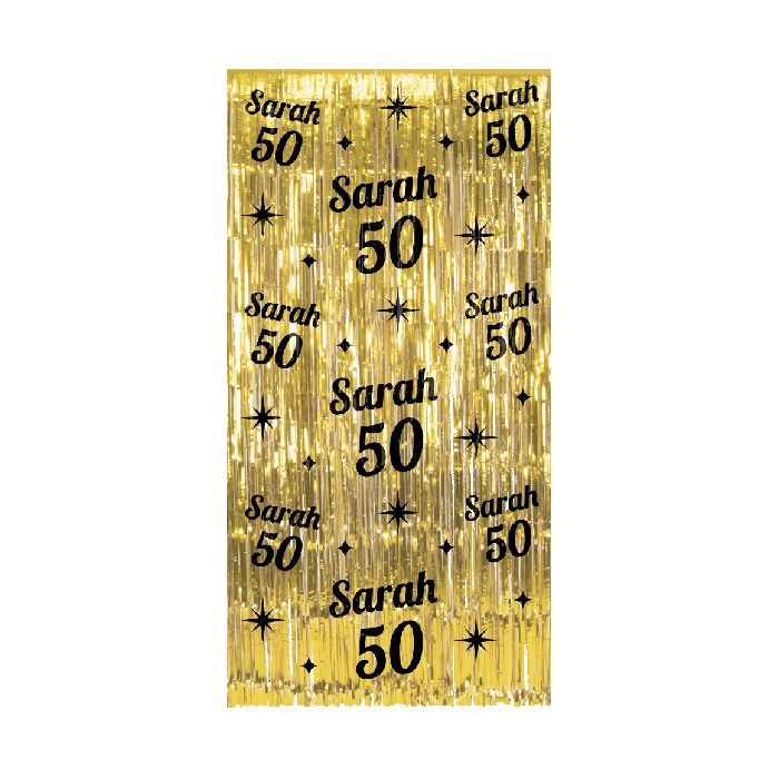 Classy feestgordijn Sarah 50 Jaar Goud afbeelding