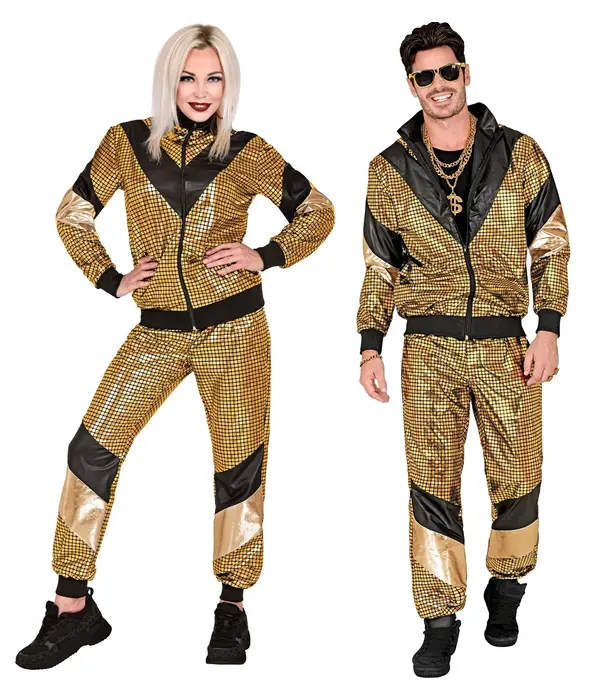 Disco Trainingspak 80's Reflecterend Goud Unisex