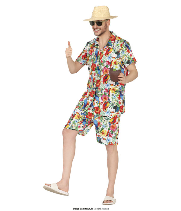 Hawaii Kostuum Multikleur Papagaai Heren