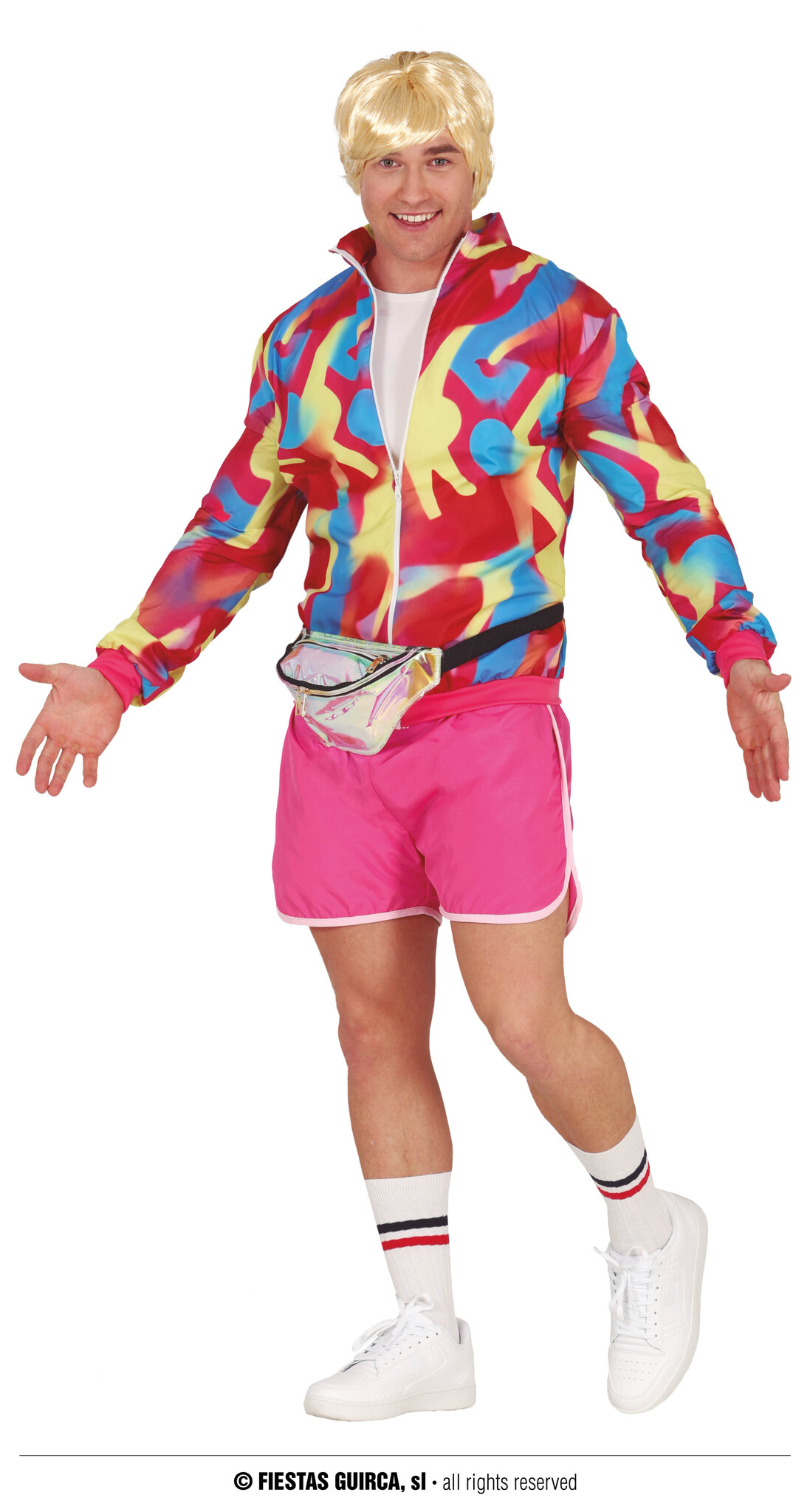 Guirca - Jaren 80 & 90 Kostuum - Miami Ken Roller Skate Beach - Man - Multicolor - Maat 52-54 - Carnavalskleding - Verkleedkleding