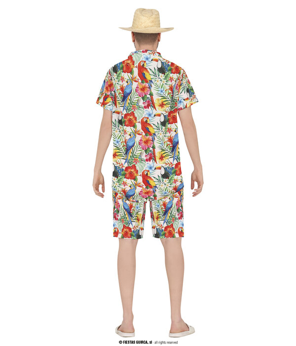 Hawaii Kostuum Multikleur Papagaai Heren