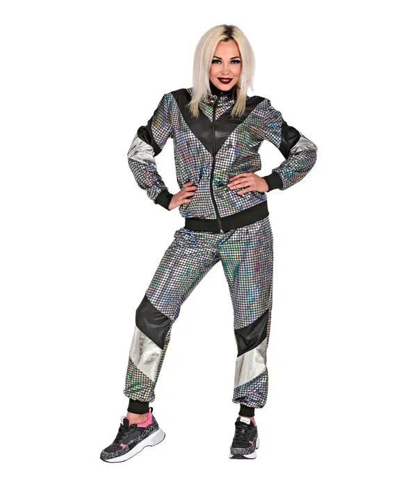 Disco Trainingspak Reflecterend Zilver Unisex