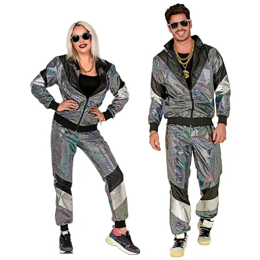 Disco Trainingspak Reflecterend Zilver Unisex